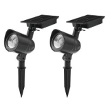 Mainstays 60 Lumen Solar Outdoor Landscape Plastic LED Spotlight, Black, 2-Pk