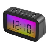 onn. Digital Alarm Clock Radio with Ombre Color Changing Display