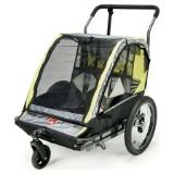 Allen Sports Deluxe 2-Child Bicycle Trailer & Stroller, Max Capacity 100 lbs, Model AS2, Green
