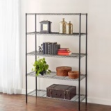 Style Selections Steel 5-Tier Utility Shelving Unit (47.7-in W x 18-in D x 72-in H), Black