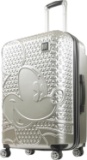 FUL Disney Mickey Mouse 29 Inch Rolling Luggage, Hardshell Suitcase w/Spinner Wheels, Silver-Tone