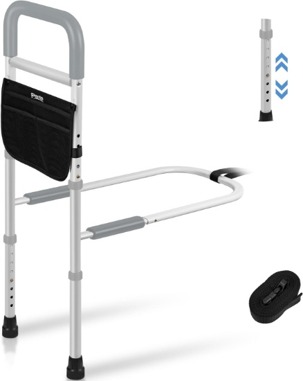 PANTA BED RAILS FOR ELDERLY ADULTS, ADJUSTABLE RAILS W/SUPPORT LEGS & STORAGE POCKET, GREY