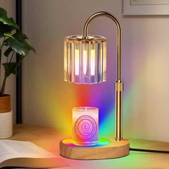 LUKASA CANDLE WARMER LAMP, RGB LED, TIMER, DIMMER, ADJUSTABLE HEIGHT, WAX MELT WARMER