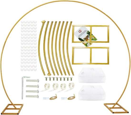 LANGXUN 9.5FT METAL CIRCLE BALLOON ARCH STAND FOR PARTY, WEDDING, AND EVENT DECORATION