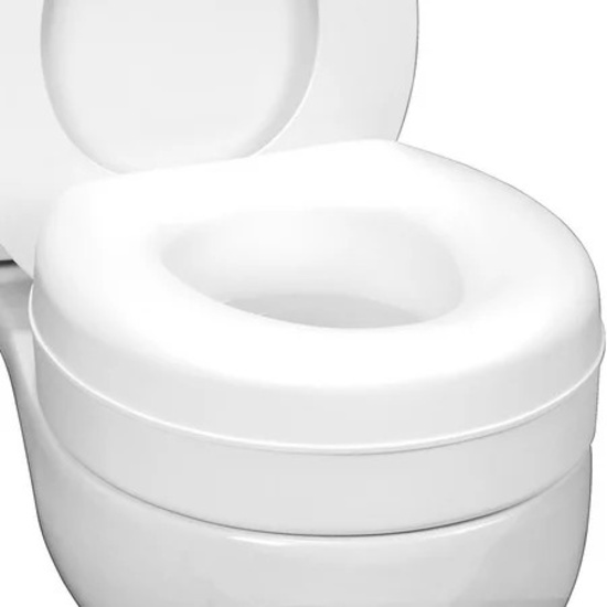 HEALTHSMART RAISED TOILET SEAT, 15X15X5, FITS ROUND TOILETS WITH SLIP RESISTANT PADS