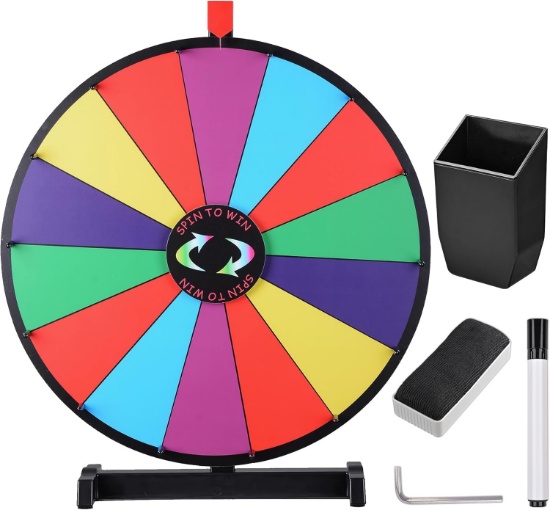 WINSPIN 24" HEAVY DUTY SPINNING PRIZE WHEEL, 14 SLOTS, TABLETOP, CLASSIC SERIES