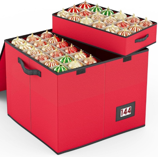 3" CHRISTMAS ORNAMENT STORAGE BOX, 8 SEPARATE TRAYS, COLOR: GREEN
