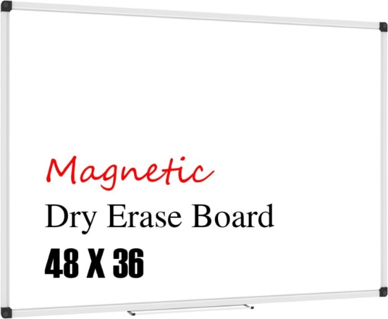 XBOARD MAGNETIC WHITEBOARD, 48 X 36 WHITE BOARD, 4 X 3 DRY ERASE BOARD W/DETACHABLE MARKER TRAY