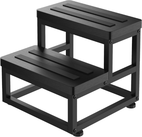 STEP STOOL, WOOD, NON-SLIP, 2-STEP, W/500 LBS CAPACITY, WOODGRAIN FINISH (NOT BLACK)