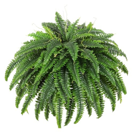 49-INCH SINGLE SILKY ARTIFICIAL BOSTON FERN BUSH, 95 BRANCHES, OUTDOOR & INDOOR FAUX GREENERY DECOR
