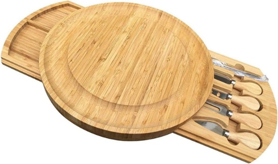 CHEESE BOARD AND KNIFE SET, BAMBOO CHARCUTERIE BOARD SET, PERFECT HOUSEWARMING GIFT