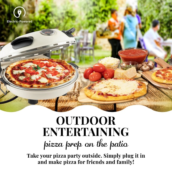 GRANITESTONE PIEZANO INDOOR/OUTDOOR ELECTRIC PIZZA OVEN W/CERAMIC STONE - BLACK