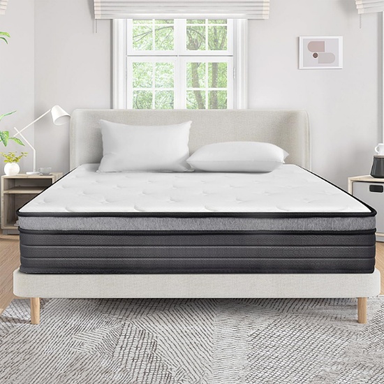 EIUE QUEEN SIZE MATTRESS - 10 INCH HYBRID, POCKET SPRING, MEDIUM FIRM, BREATHABLE & SUPPORTIVE