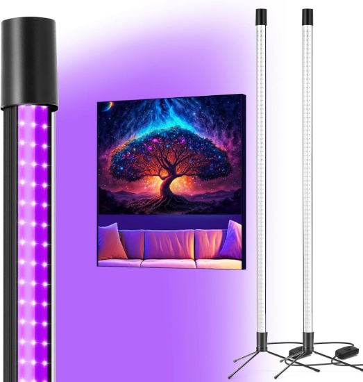 72W WAYGOR 4FT BLACKLIGHT BAR, 395-405NM UV LIGHTS, W/STAND & SWITCH, 6FT CORD, 2 PACK