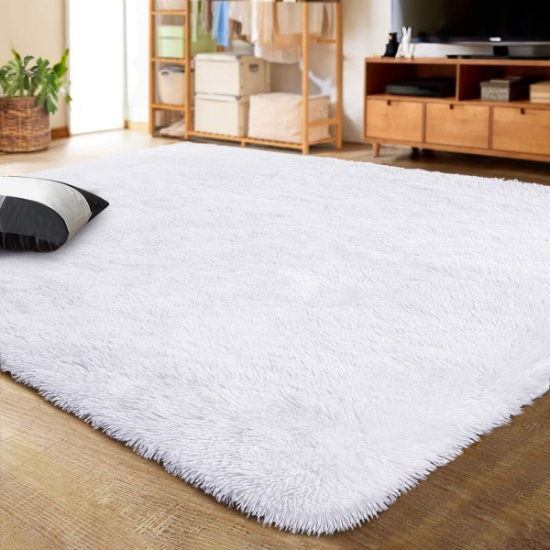 LOCHAS ULTRA SOFT INDOOR MODERN AREA RUG, FLUFFY, 8 X10 FEET, WHITE