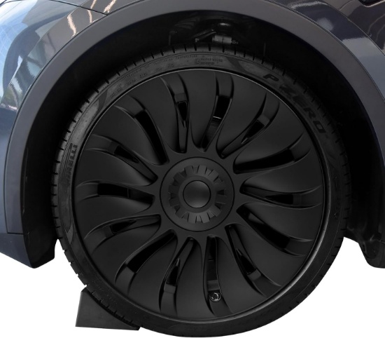TESLA MODEL Y WHEEL COVERS, 19 INCH MATTE BLACK ABS HUBCAPS FOR 2021-2024