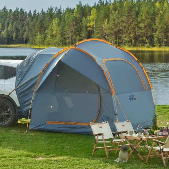 JOYTUTUS SUV TENT WITH RAINFLY, DOUBLE DOOR, FITS 6-8, WATERPROOF, ORANGE