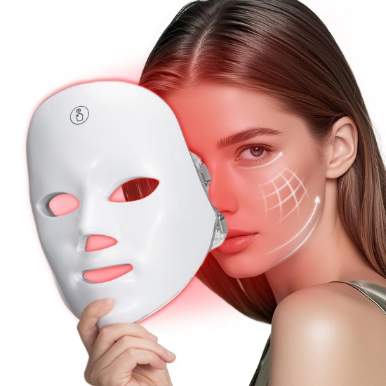 RED LIGHT MASK FOR FACE, 7 COLOR RED LIGHT, PORTABLE, CORDLESS, RECHARGEABLE