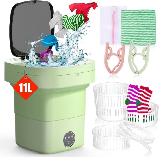 11L MINI WASHING MACHINE, 3 MODES, FOR BABY CLOTHES, UNDERWEAR, SOCKS, FOLDABLE FOR TRAVEL