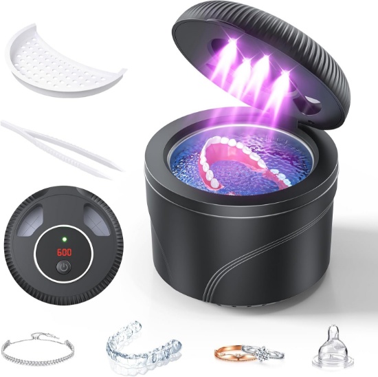 ULTRASONIC RETAINER CLEANER, 45KHZ, 4 MODES, DIGITAL TIMER, 200ML CLEANING POD