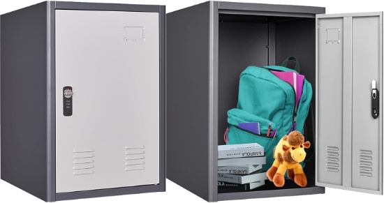 ELEGANT GRAY 19.7"H METAL LOCKER WITH 1 DOOR - SMALL LOCKABLE STORAGE CABINET - ASSEMBLY REQUIRED