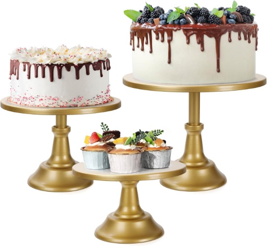 3PCS WHITE CAKE STAND SET, 8/10/12IN, FOR DESSERT DISPLAY & EVENTS, COLOR: WHITE