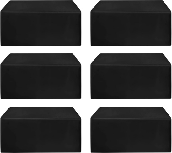 HOLIDAYIDEAS FITTED BLACK 72X30 INCH TABLECLOTHS - 6 PACK, FOR 6 FOOT TABLES, PARTY & EVENT USE