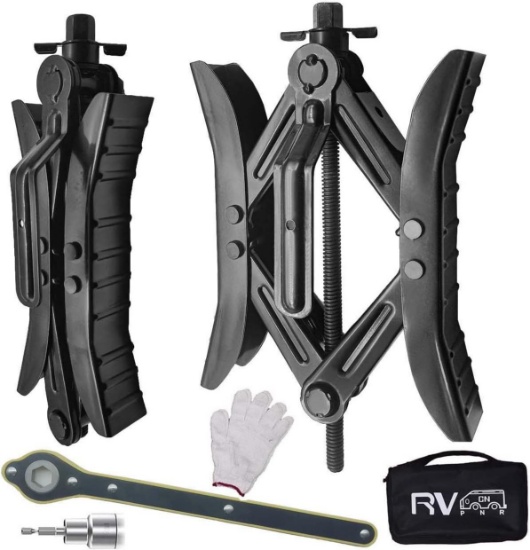 CAMPER WHEEL CHOCK STABILIZER, RV X CHOCK, WHEEL CHOCK SCISSOR SET OF 2, BLACK