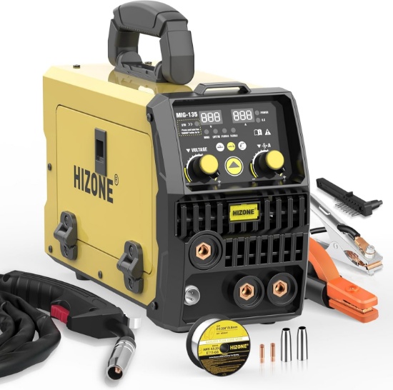 HIZONE 135A 3-in-1 MIG Welder, Flux MIG/Lift TIG/Stick, 110V Machine with Welding Tool