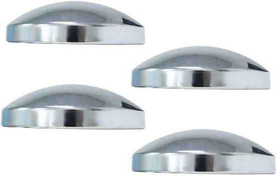 Semi Truck Hub Covers - 4 x Chrome Metal 8" Dome Style Hub Caps, Dome Semi Truck Rear Wheel Covers