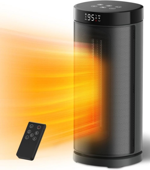 Sunnote Heater: 1500W, Ceramic, 80° Oscillation, Timer, Remote, Safe for Office/Bedroom Use
