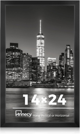 Annecy 14x24 Picture Frame, Black, Minimalist Style for Home, Office, Hotel Wall Decoration