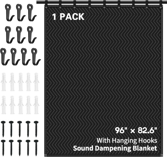 Sound Dampening Blanket, 96x80, Noise Cancelling Acoustic Studio/Light Blocker Blanket