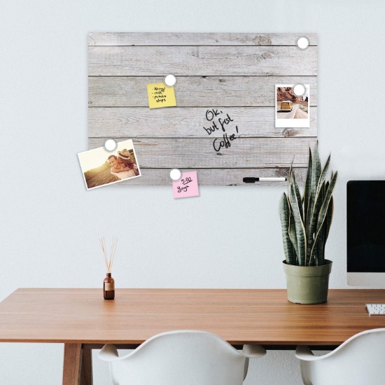 Navaris Magnetic Dry Erase Board, 16x24in, Decorative Wall White Board - Wooden Planks