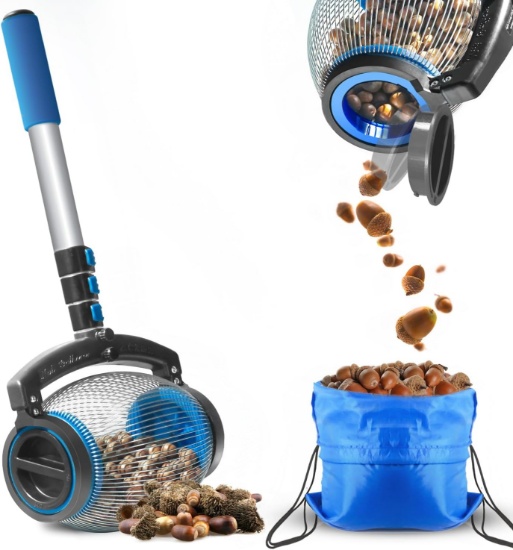 Zozen Acorn Picker Upper Roller, Side Dump, Picks 3/8''-1'' Objects, Capacity 1 Gallon