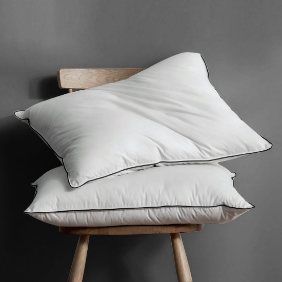 BPC Organic Feather Down Pillow, Queen, Set of 2, Medium-Firm, Hotel Luxury, 20x30 Inches