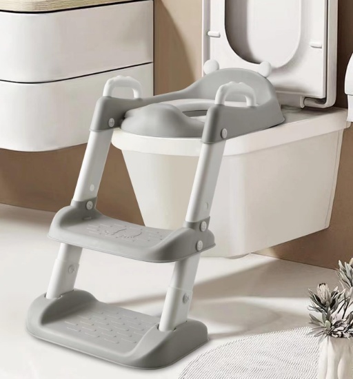 PandaEar Potty Training Seat with Step Stool Ladder, Comfortable & Safe (Grey)