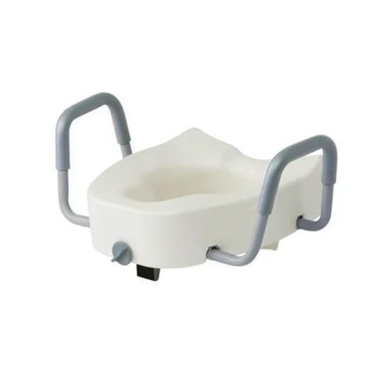 Medline 5" Elongated Raised Toilet Seat With Lock and Removable Padded Arms