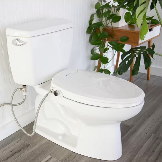 Brondell Swash Ecoseat Non-Electric Bidet Seat for Elongated Toilet, White