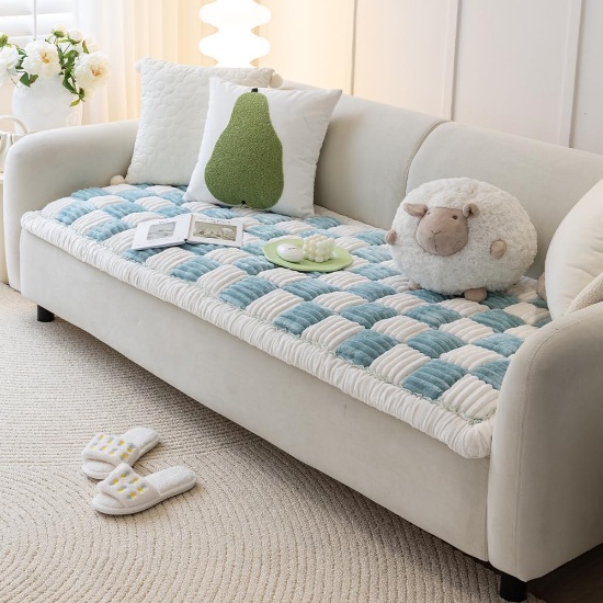 Non Slip Couch Cover for Dogs, Washable Pet Sofa Cover (Blue, 27.6" x 82.7")