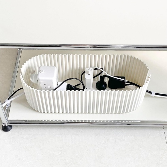 White Cable Box Organizer, Plastic Cord Hider Box with Lid, Power Strip Cover (Small)