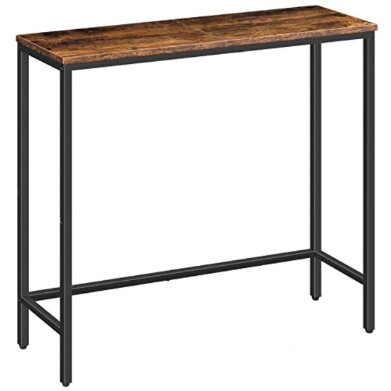 HOOBRO Narrow Console Table, 29.5", for Hallway, Bedroom, Living Room, Rustic Brown and Black