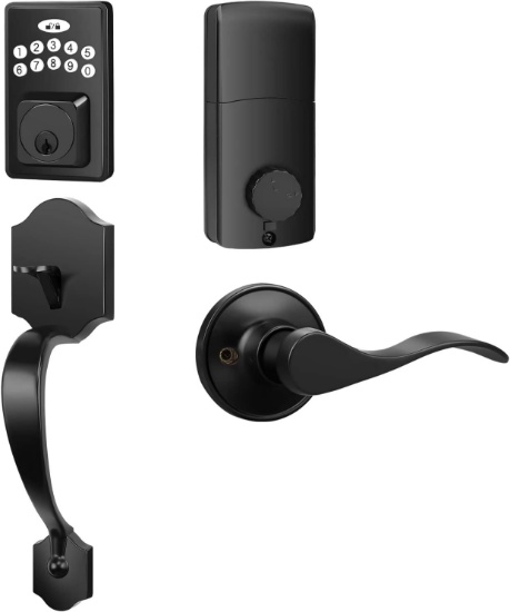 Black Electronic Smart Keypad Door Deadbolt, Keyless Entry w/Reversible Handle, Easy Installation