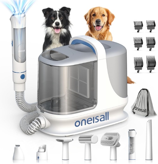 oneisall 13000Pa Pet Grooming Vacuum, 3L Dust Cup, Clippers, Brush, 3 Levels, Quiet, BM3