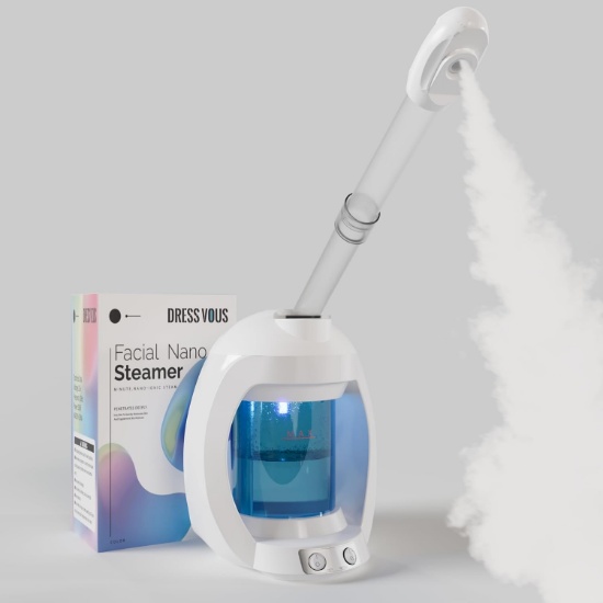 Facial & Hair Steamer, Nano Ionic, Professional Home Spa, Portable, Ozone, White