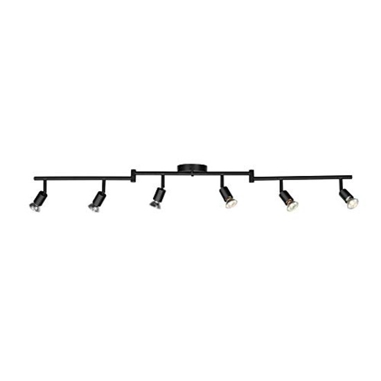 GLOBE 59693 6-Light Track Lighting, Matte Black, Adjustable Heads, Bendable Arms, Dimmable