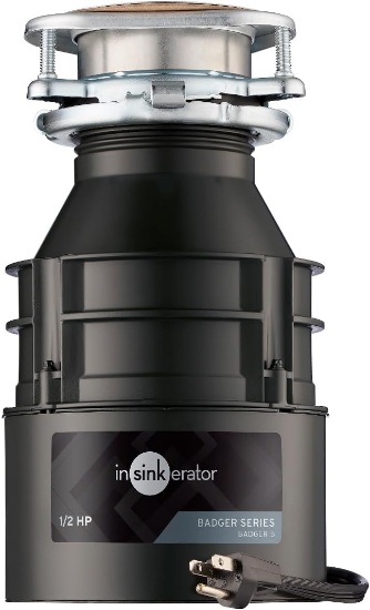 INSINKERATOR BADGER 5 DISPOSAL, 1/2 HP CONTINUOUS FEED, W/C, NO SIZE, BLACK/GRAY