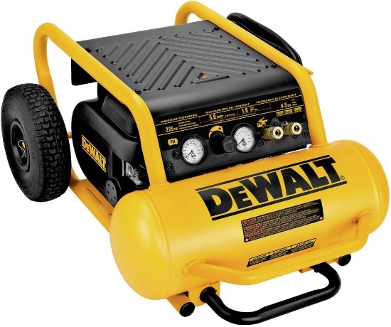 DEWALT AIR COMPRESSOR, 225-PSI MAX, HAND CARRY WITH WHEELS, 4-1/2 GALLON (D55146)