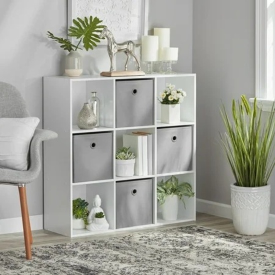 MAINSTAYS 11" 9-CUBE STORAGE ORGANIZER, WHITE