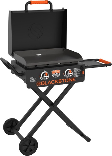 BLACKSTONE 2350 ON-THE-GO 22 OMNIVORE FLEX-FOLD GRIDDLE W/HOOD, COATED STEEL, BLACK